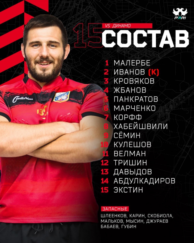 Состав ВВА-Подмосковье на матч против Динамо.